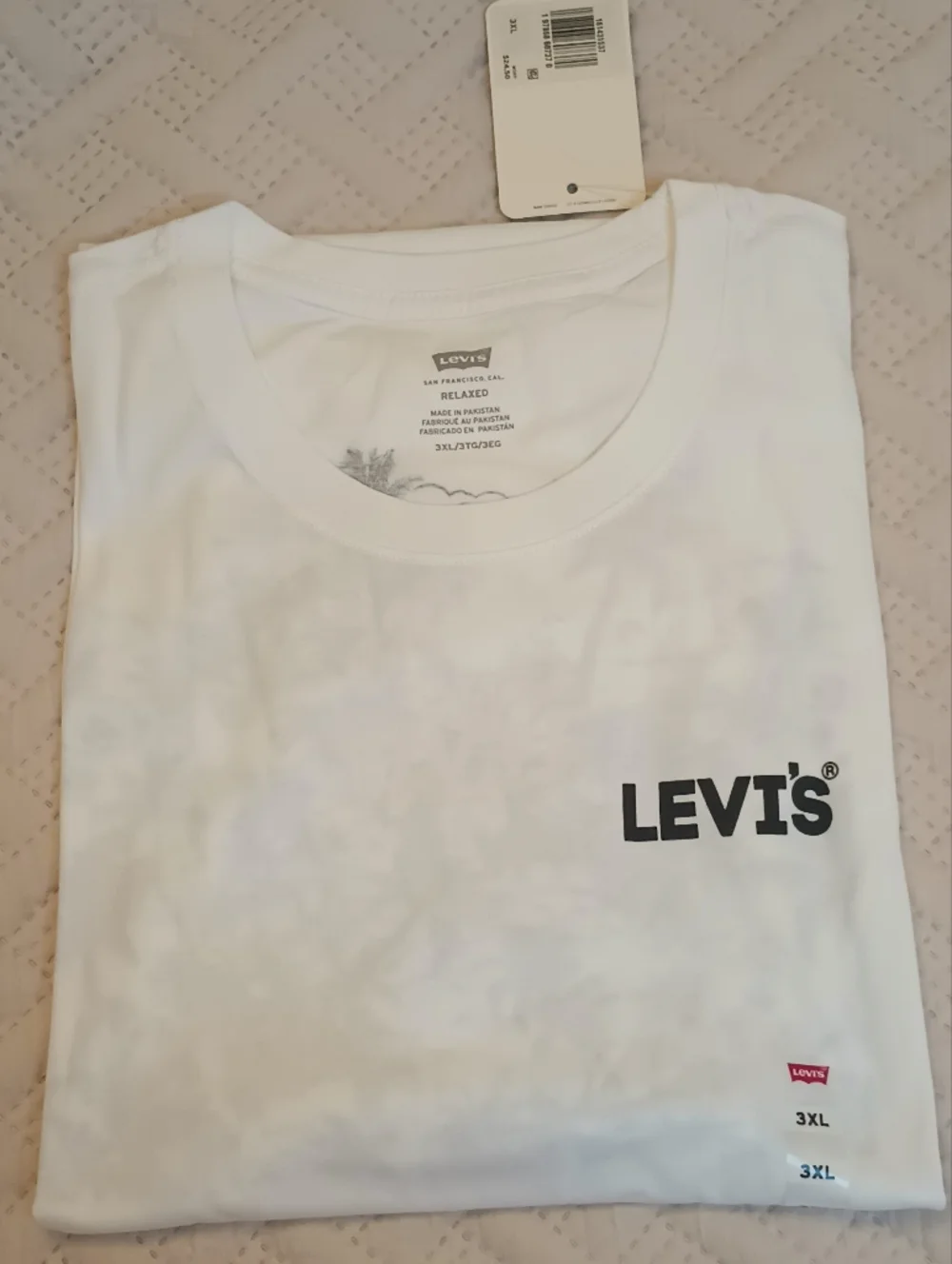 Men's Levi's White Crewneck T-Shirt with‎ Graphics On The Back 3XL